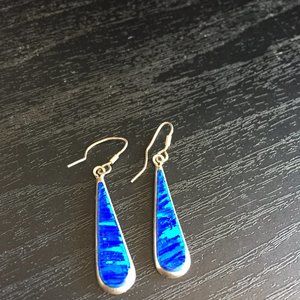 VINTAGE SILVER 925 GEMSTONE DROP EARRINGS
